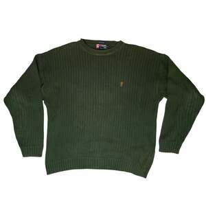 Chaps Ralph Lauren Sweater Mens L Green Ribbed Crewneck Cotton